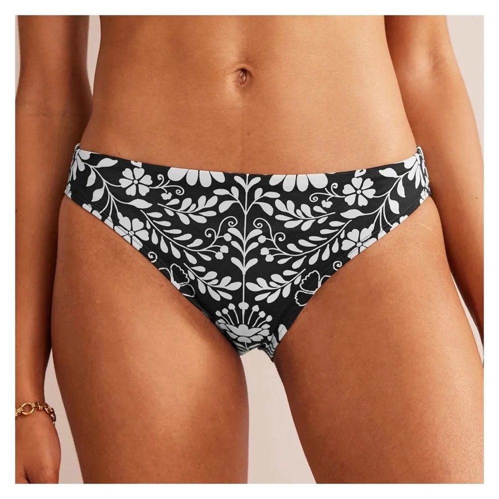 Boden Black and White Floral Paisley Bikini BOTTOM ONLY Size US 6 NWT